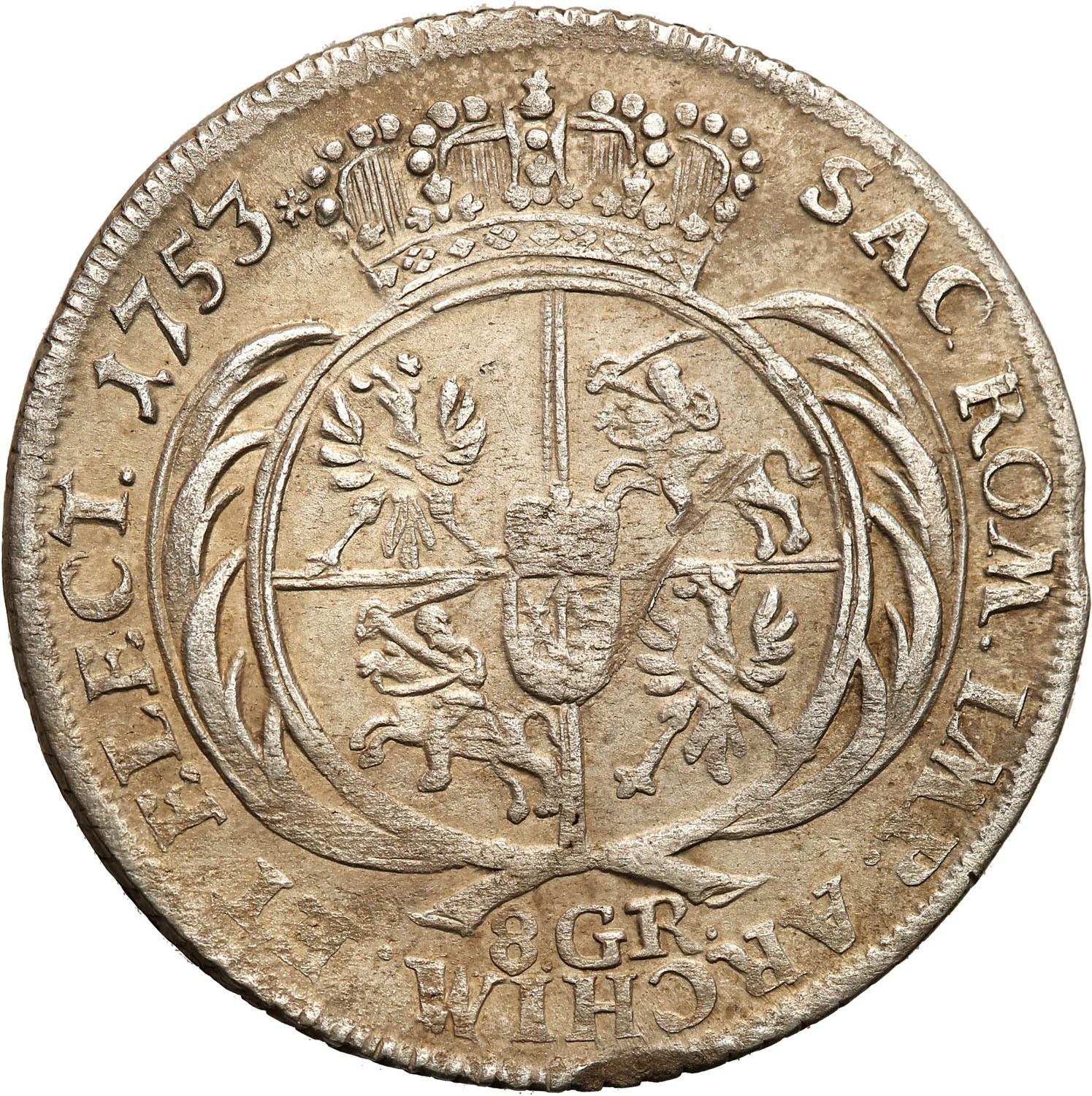 August III Sas. 8 groszy (2 złote) 1753 EC, Lipsk